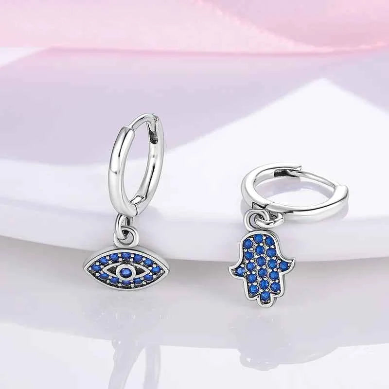 Dreamcatcher Snake Bone Earrings Cross Devil's Eye Feather Eardrop Earring 925 Sterling Silver Women Fine Party Jewelry Gift
