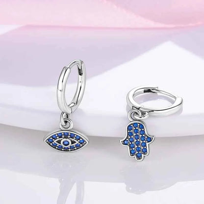 Dreamcatcher Snake Bone Earrings Cross Devil's Eye Feather Eardrop Earring 925 Sterling Silver Women Fine Party Jewelry Gift