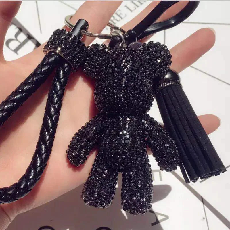 Rhinestone Gloomy Bear Keychain Handmade Car Tassel Key Chain Ring Holder Pendant Bag Charm for Women Dabfavshop