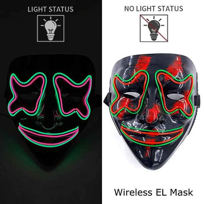 Neon LED Halloween Purge Mask Wireless Masquerade Party Light-up Horror Mask Glowing Multicolor Full Face Adult Mask for Halloween Dabfavshop