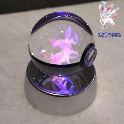 Pokémon 3D Crystal Ball With Multi Color LED Base - Dabfavshop