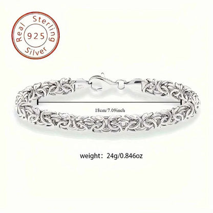 New S925 Sterling Silver Byzantine Emperor Chain Bracelet