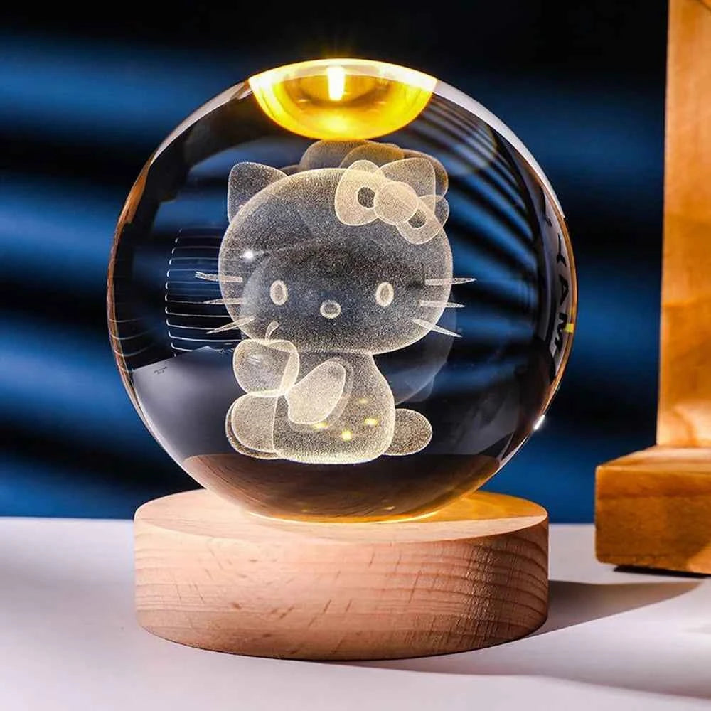 3D Crystal Ball Night Light Laser Carving