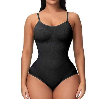 V Neck Spaghetti Strap Bodysuit Compression Shapewear Slimming Body Shaper - Dabfavshop