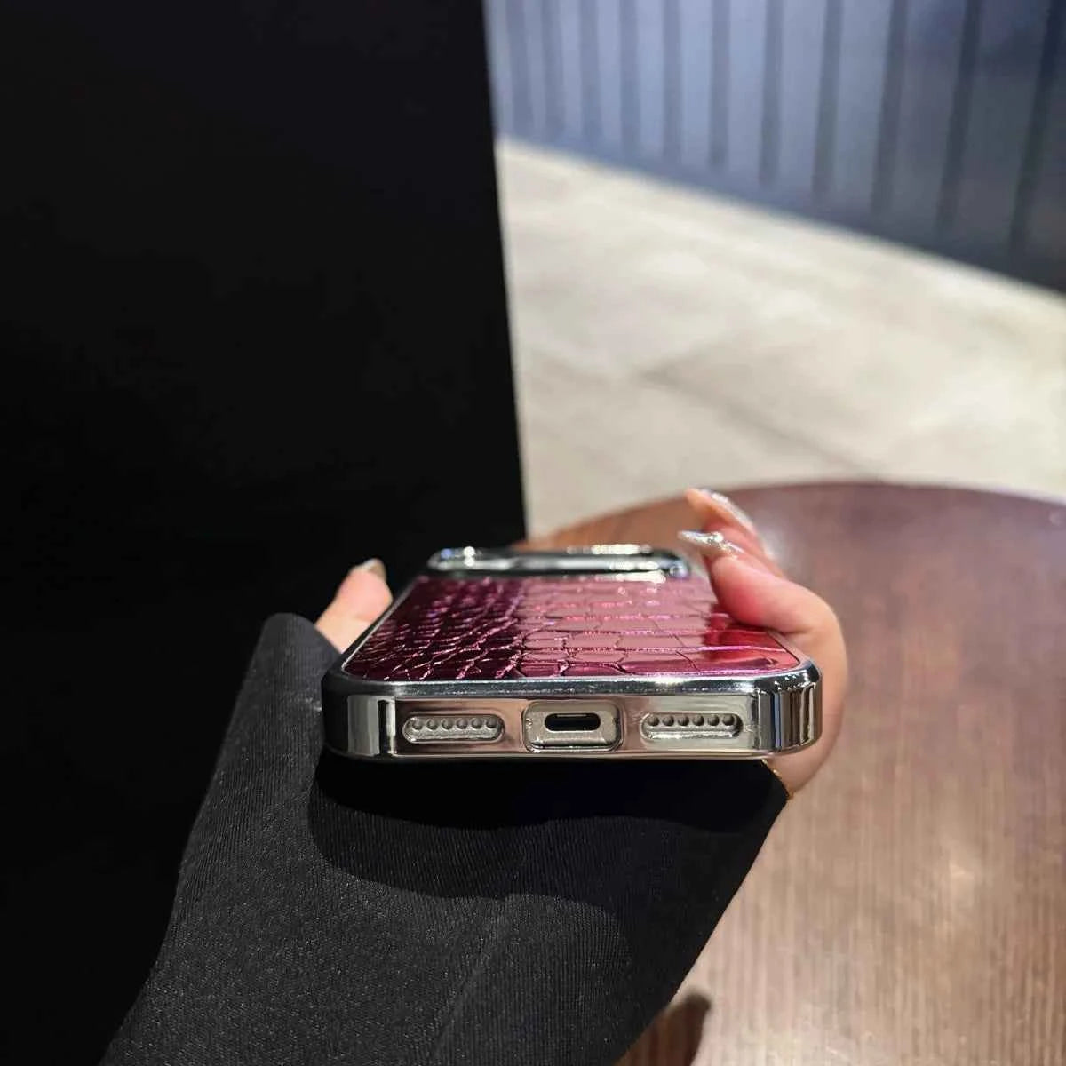 Plating Colorful Crocodile Leather Texture Phone Case For iPhones