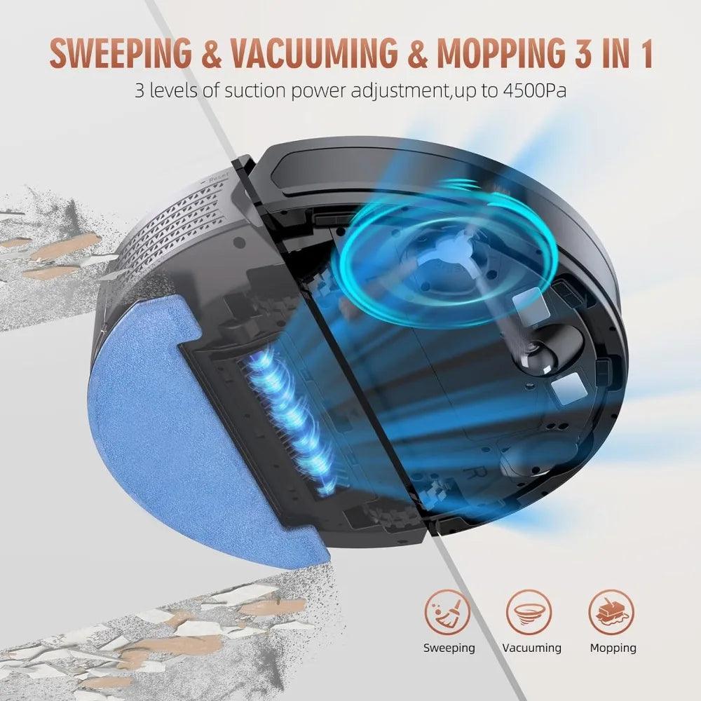 3-in-1 Robot Vacuum and Mop Combo Self Emptying With LiDAR Navigation - Dabfavshop