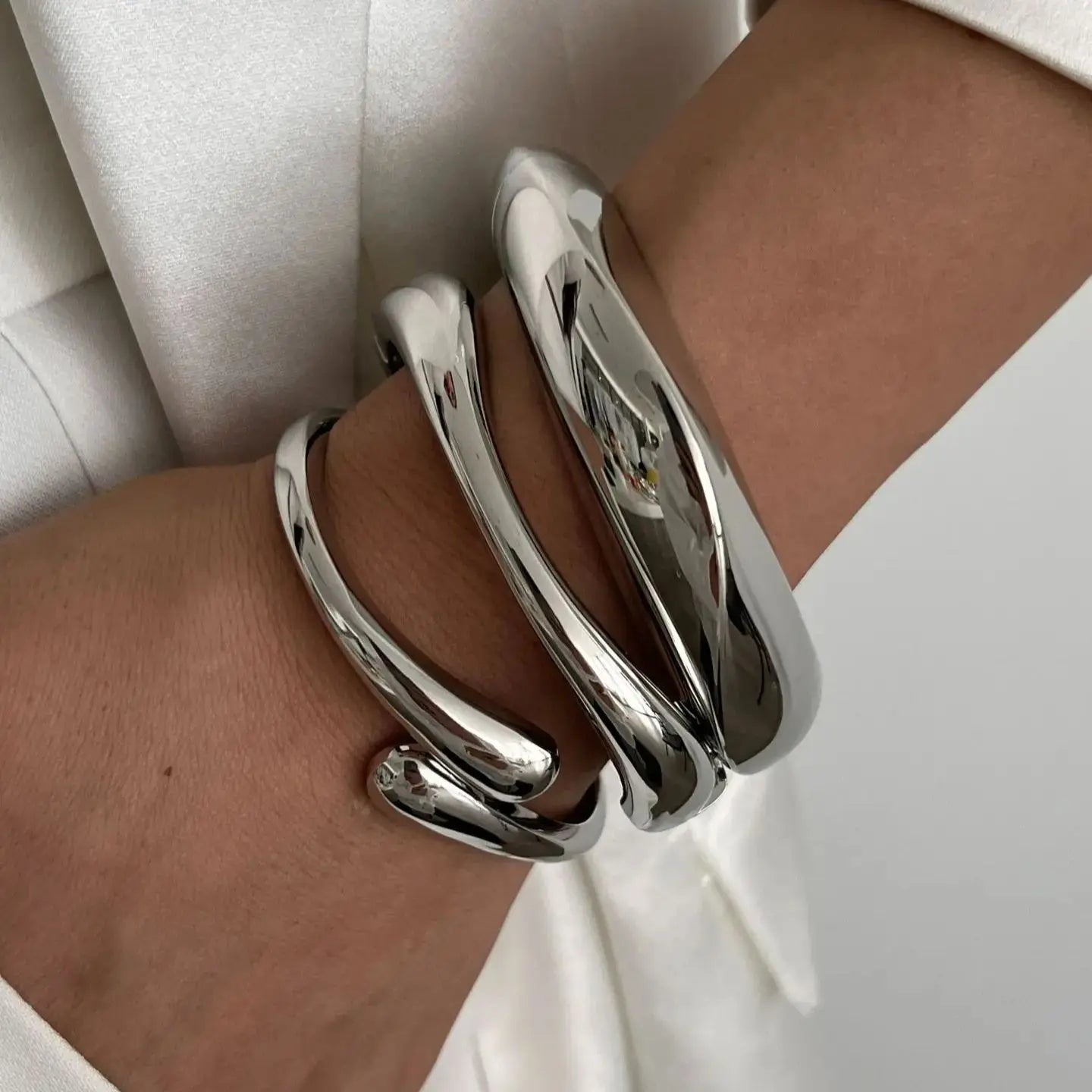 3 Styles Gold Silver Color Geometric Spring Bangles Dabfavshop