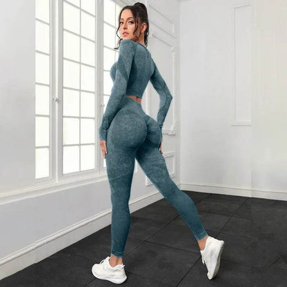Women's 2pcs Yoga Sets for Seamless Sports High Waist Tights - Dabfavshop