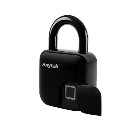 Anytek Waterproof Fingerprint Padlock in Black for secure outdoor use and easy access
