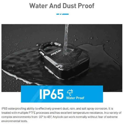 Waterproof fingerprint padlock by Dabsfavshop with IP65 rating, protecting against water and dust