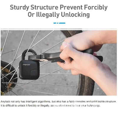 Waterproof fingerprint padlock securing a bike for enhanced safety and protection against theft