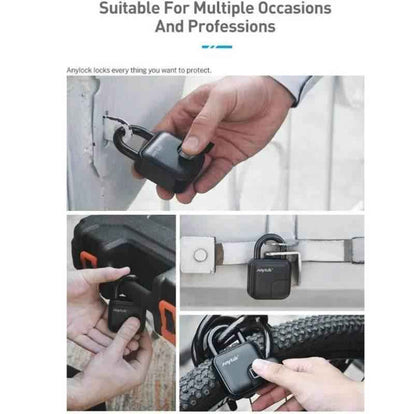 Waterproof fingerprint padlock in use for securing various items and locations