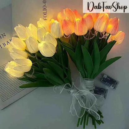 LED tulips bouquet with soft glowing lights, perfect for home decoration or gifts from Dabsfavshop