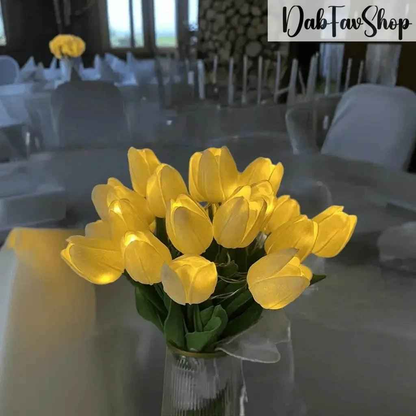 LED tulips bouquet in vibrant yellow for elegant home decor and event decoration