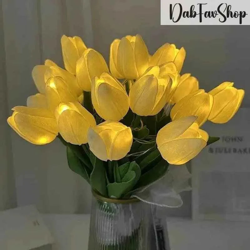 LED tulips bouquet in vibrant yellow, perfect for home decor or special occasions