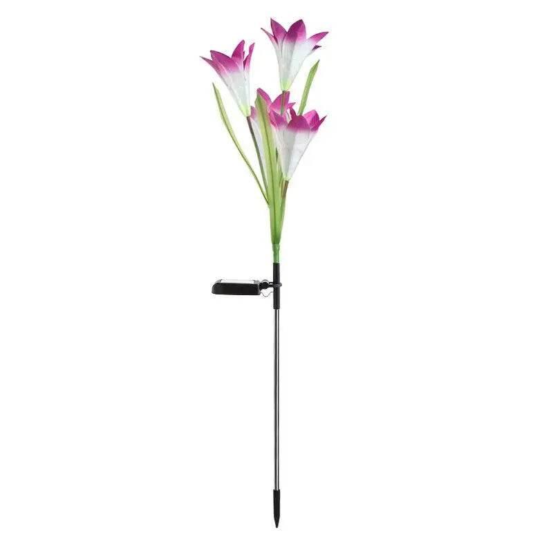 Colorful outdoor solar lily garden lights featuring vibrant blooms for enhancing garden pathways