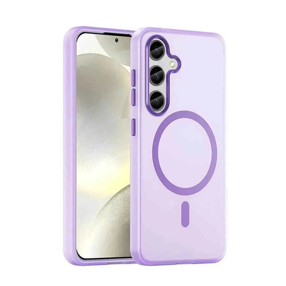 Purple Samsung Galaxy shockproof case with MagSafe compatibility and sleek design for protection